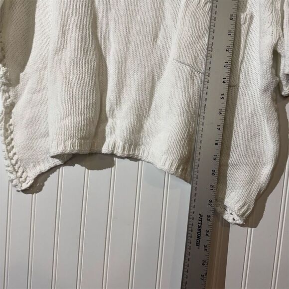 Dragonfly White Knit Crochet Pullover Sweater Boho Festival Oversized Boxy Top M - Picture 5 of 8